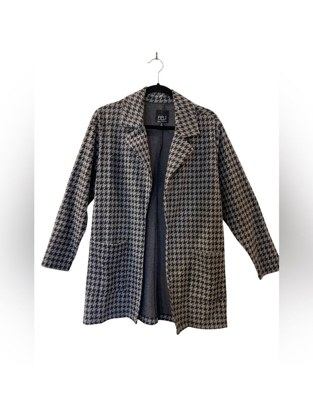 BBJ Los Angeles Women's Size Small Plaid Blazer Jacket Black/Gray Pockets